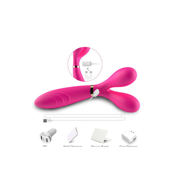 Vibromasseur Wand  rose en forme de Y avec 3 moteurs 
